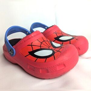 Crocs Sabots Kids Creative Spiderman Fuzz Lined Soft Interior Size 1 J